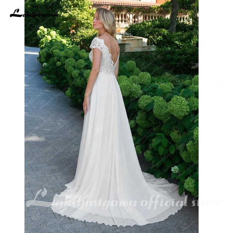 Plus Size Wedding Dress 2021 Vintage Lace Appliques Wedding Gowns Vestido Boho Bridal Dresses Lakshmigown - ROYCEBRIDAL OFFICIAL STORE