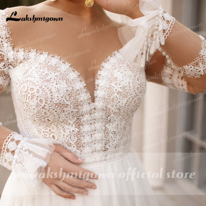 Plus Size Wedding Dress 2021 Vestido Novia Elegant Bridal Tulle Long Beach Wedding Dresses Cap Sleeve Bridal Gown - ROYCEBRIDAL OFFICIAL STORE