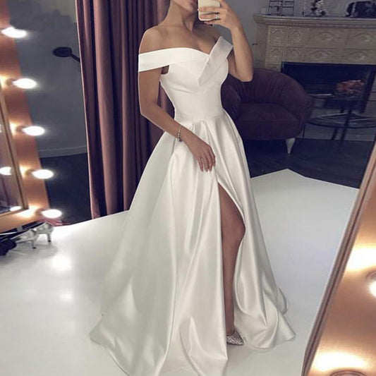 Roycebridal Autumn vestidos novias boda Wedding Dresses Satin Bridal Gowns sheer robe hochzeitskleid bestidos para bodas sexy ivory