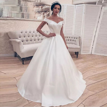 Roycebridal Autumn vestidos novias boda Wedding Dresses Satin Bridal Gowns sheer robe hochzeitskleid bestidos para bodas sexy ivory