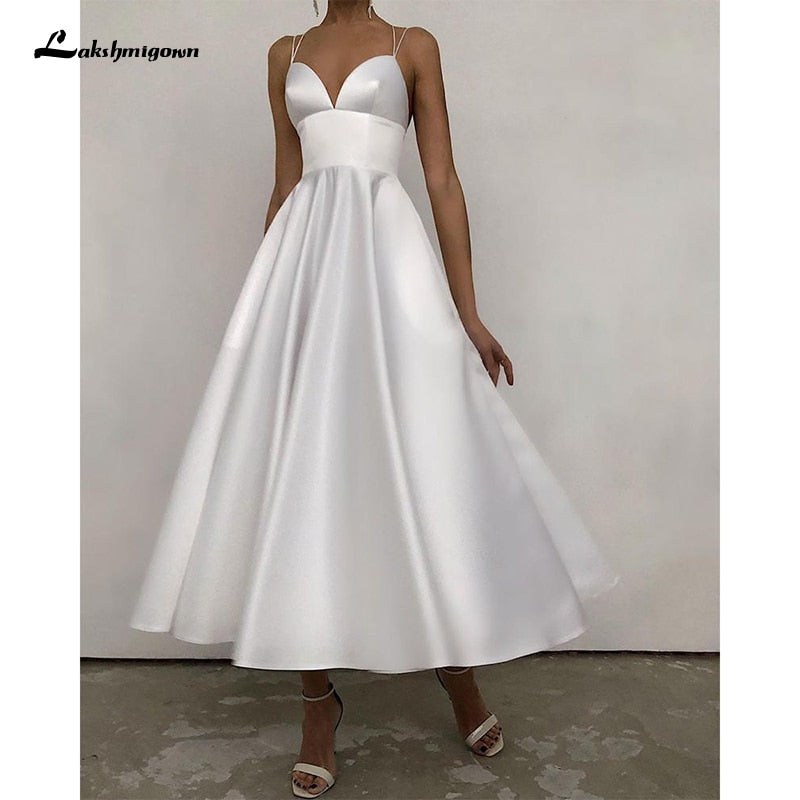 Short Princess Wedding Dresses Off The Shoulder Bridal Gowns Dresses Elegant Satin Vestido De Novia Custom Made - ROYCEBRIDAL OFFICIAL STORE