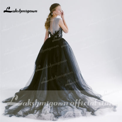 Silver and Black Two Stones Wedding Gowns with Crystals Sexy Bridal Dress robes de mariee Gothic Black Wedding Dresses - ROYCEBRIDAL OFFICIAL STORE