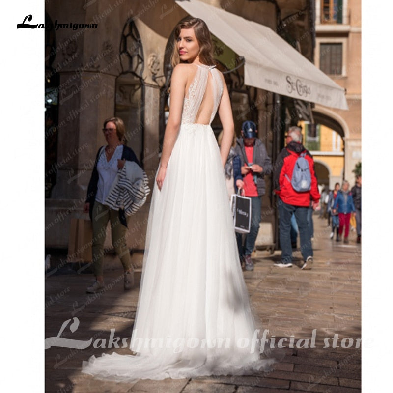 Lakshmigown Boho Wedding Dresses Sexy Off The Shoulder Vestido de Bodas Lace Bodice Elegant Bridal Backless Wedding Gown - ROYCEBRIDAL OFFICIAL STORE