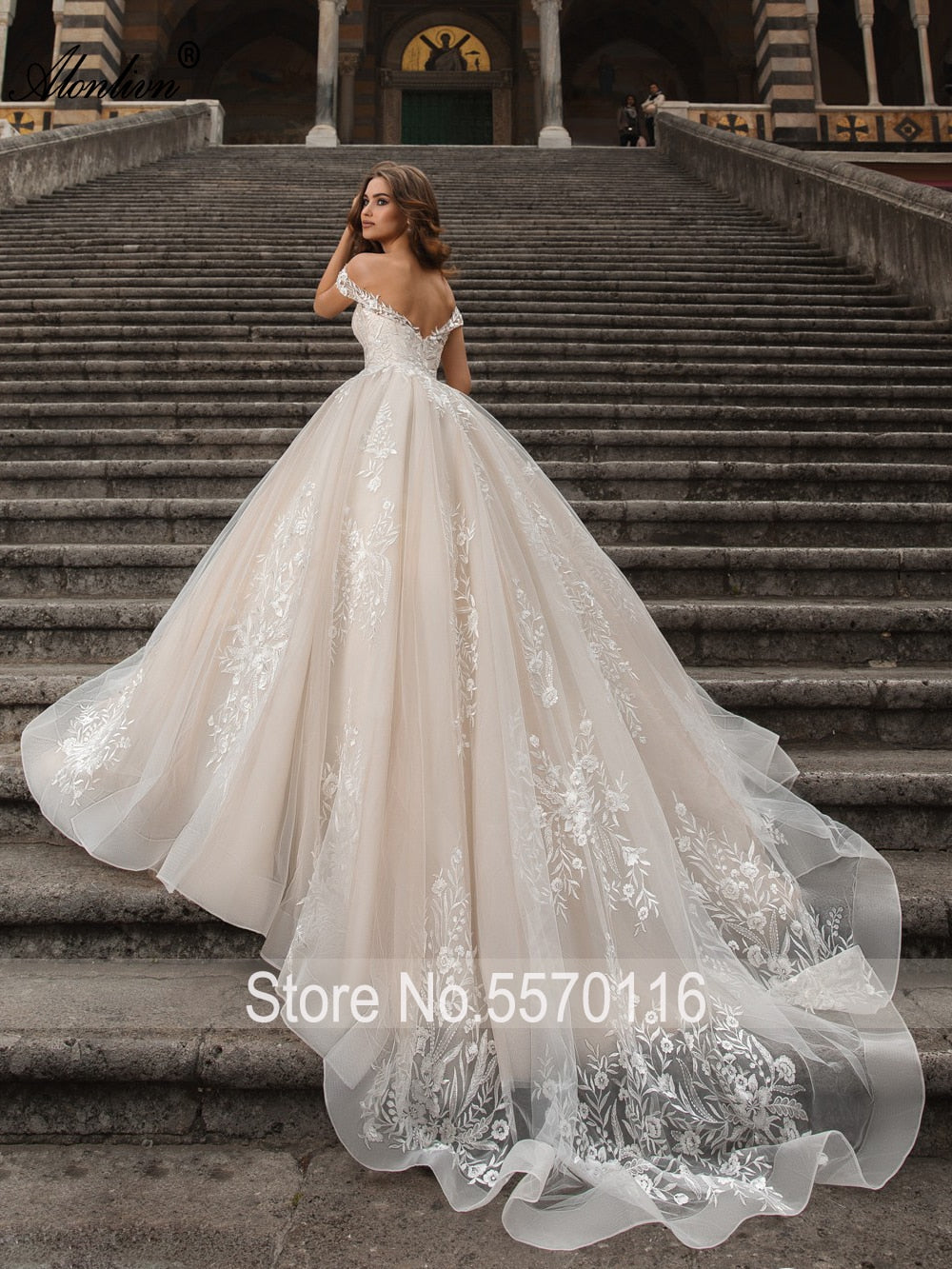 Alonlivn Beauty Lace Ball Gown Wedding Gowns Sweetheart Delicate Off Shoulder Bridal Dresses