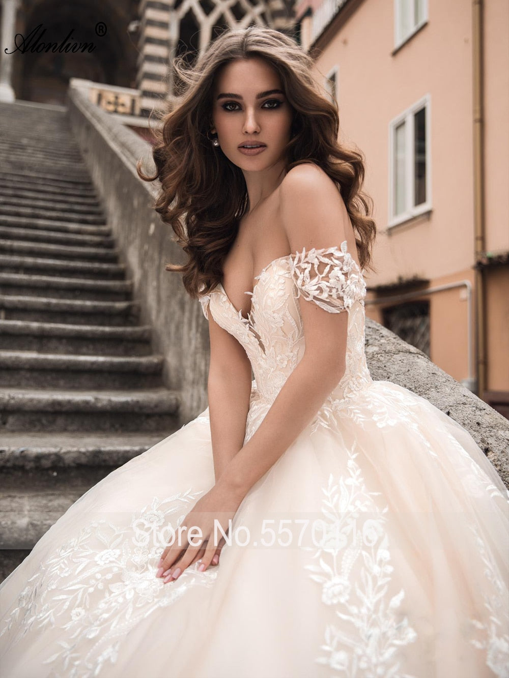 Alonlivn Beauty Lace Ball Gown Wedding Gowns Sweetheart Delicate Off Shoulder Bridal Dresses