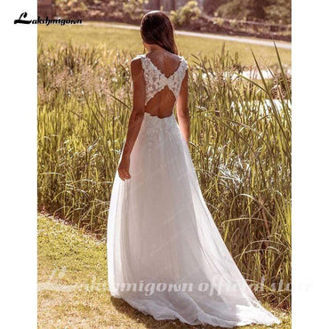 Romantic Beach Boho Wedding Dresses Lace - ROYCEBRIDAL OFFICIAL STORE