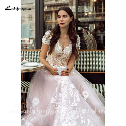 Romantic Shiny tulle Pink Tulle Wedding Dresses - ROYCEBRIDAL OFFICIAL STORE