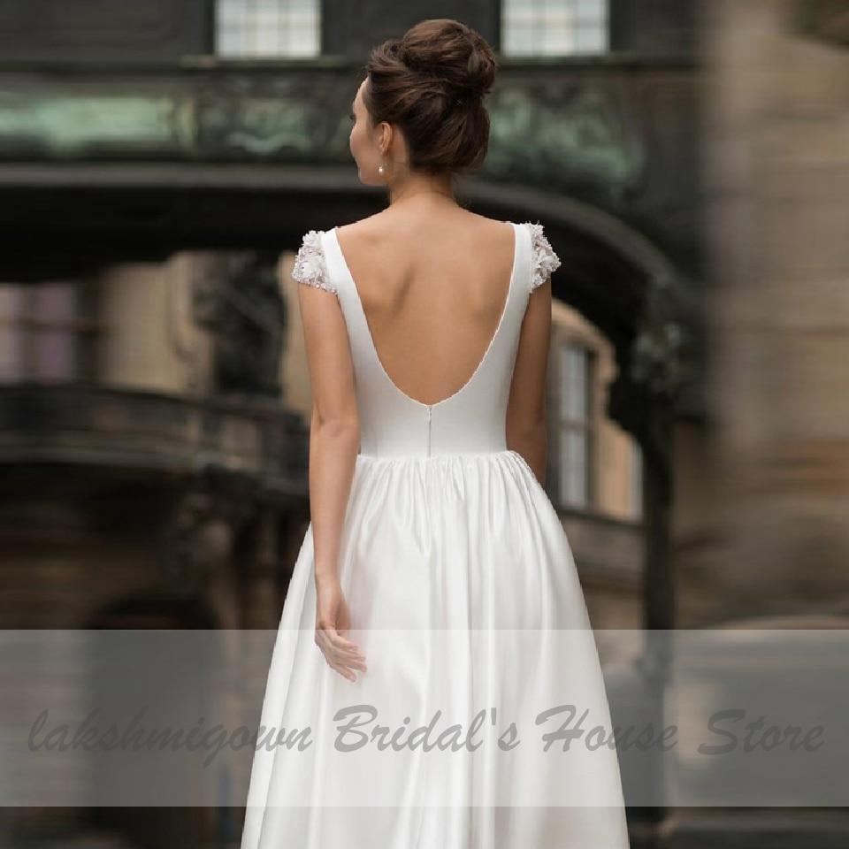 Satin Short Wedding Dresses for Bridal Sexy Backless Beach - ROYCEBRIDAL OFFICIAL STORE