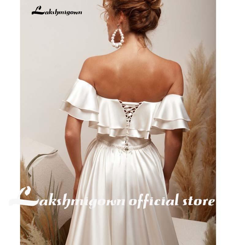 Satin Wedding Dress Sexy Bridal Dress Lace Up - ROYCEBRIDAL OFFICIAL STORE