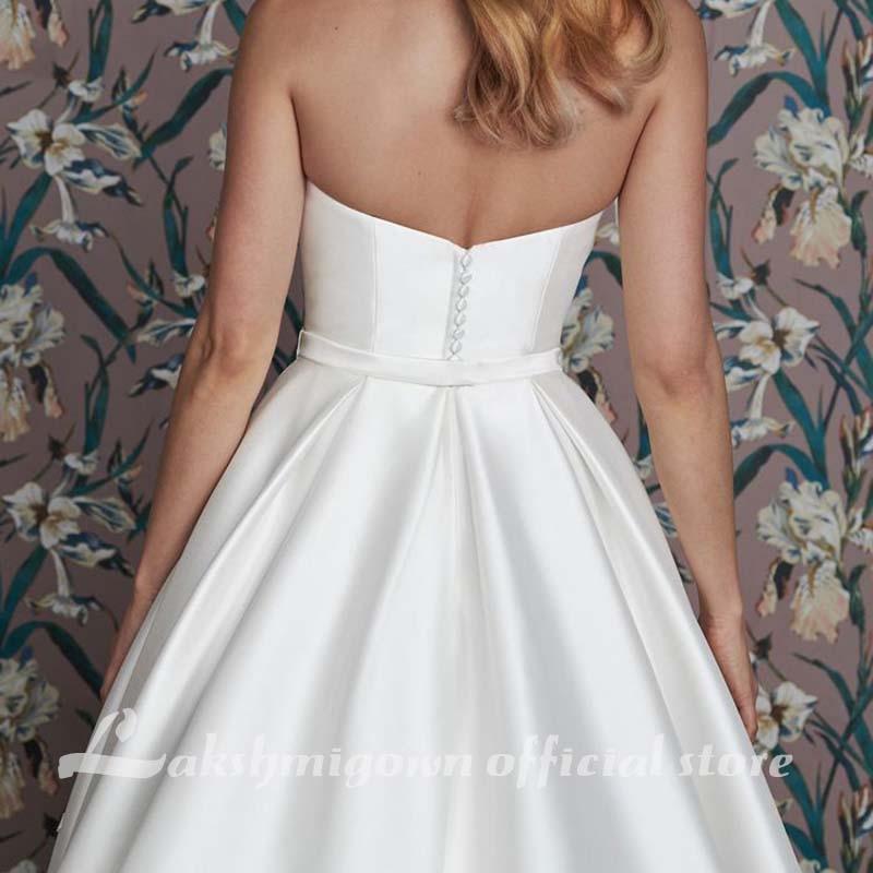 Satin Wedding Dresses A Line Sweetheart Sweep Train Ruffles - ROYCEBRIDAL OFFICIAL STORE