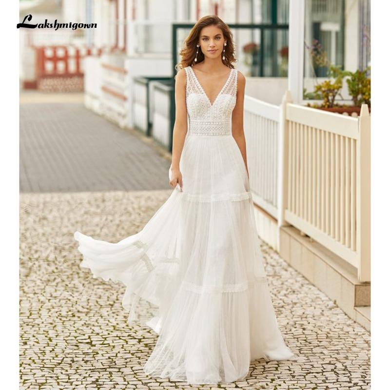 Sexy Beach Lace Wedding Dresses Backless A Line - ROYCEBRIDAL OFFICIAL STORE