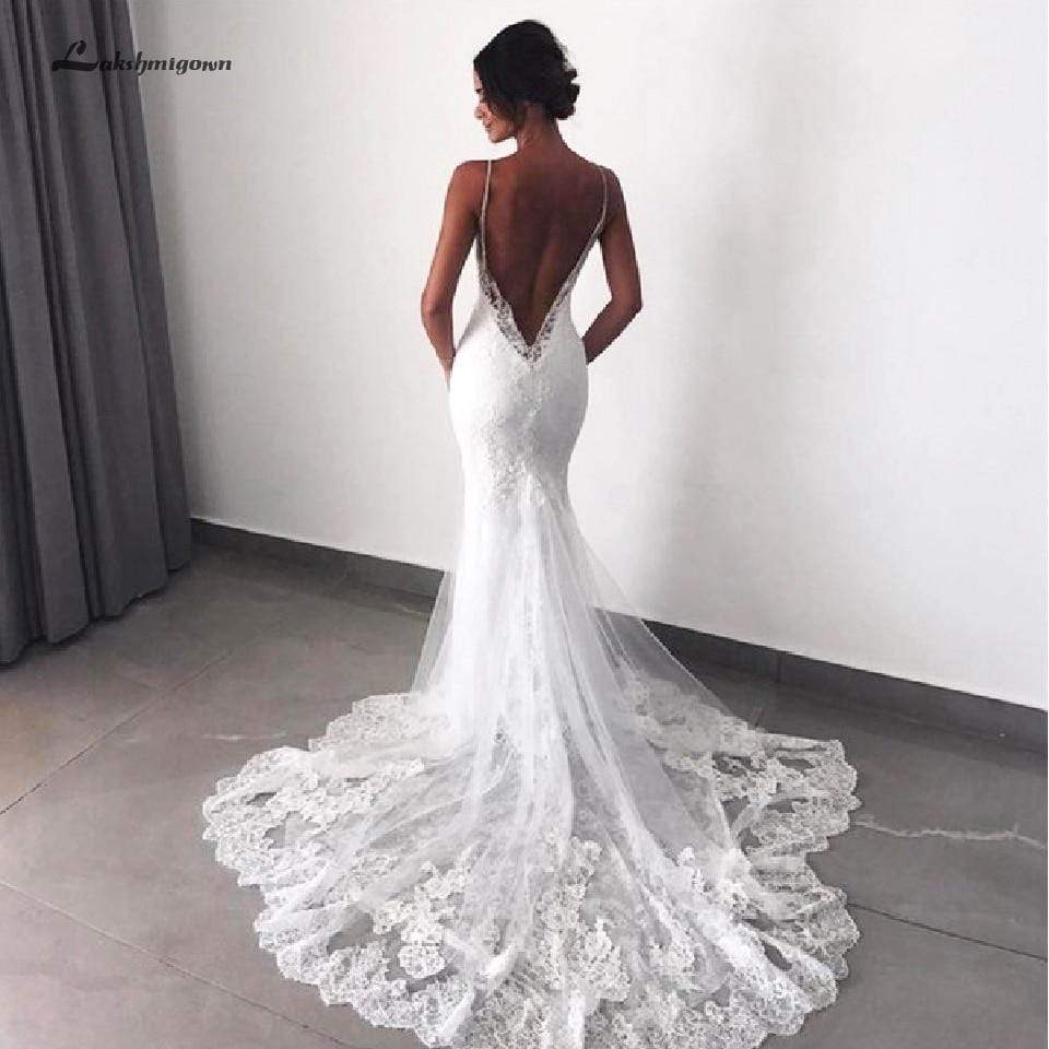 Sexy Bridal Dress Lace Mermaid Wedding Gowns Open Back - ROYCEBRIDAL OFFICIAL STORE