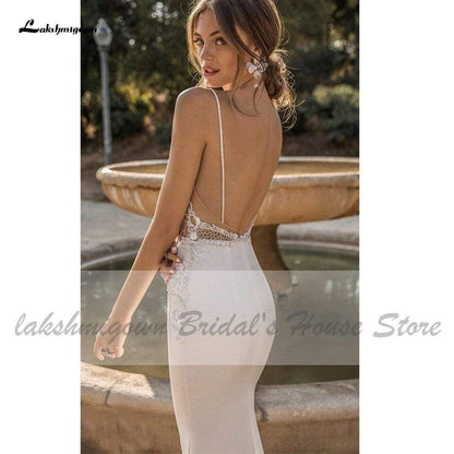 Sexy Bridal Mermaid Wedding Dresses Backless Beaded Lace Bodice - ROYCEBRIDAL OFFICIAL STORE