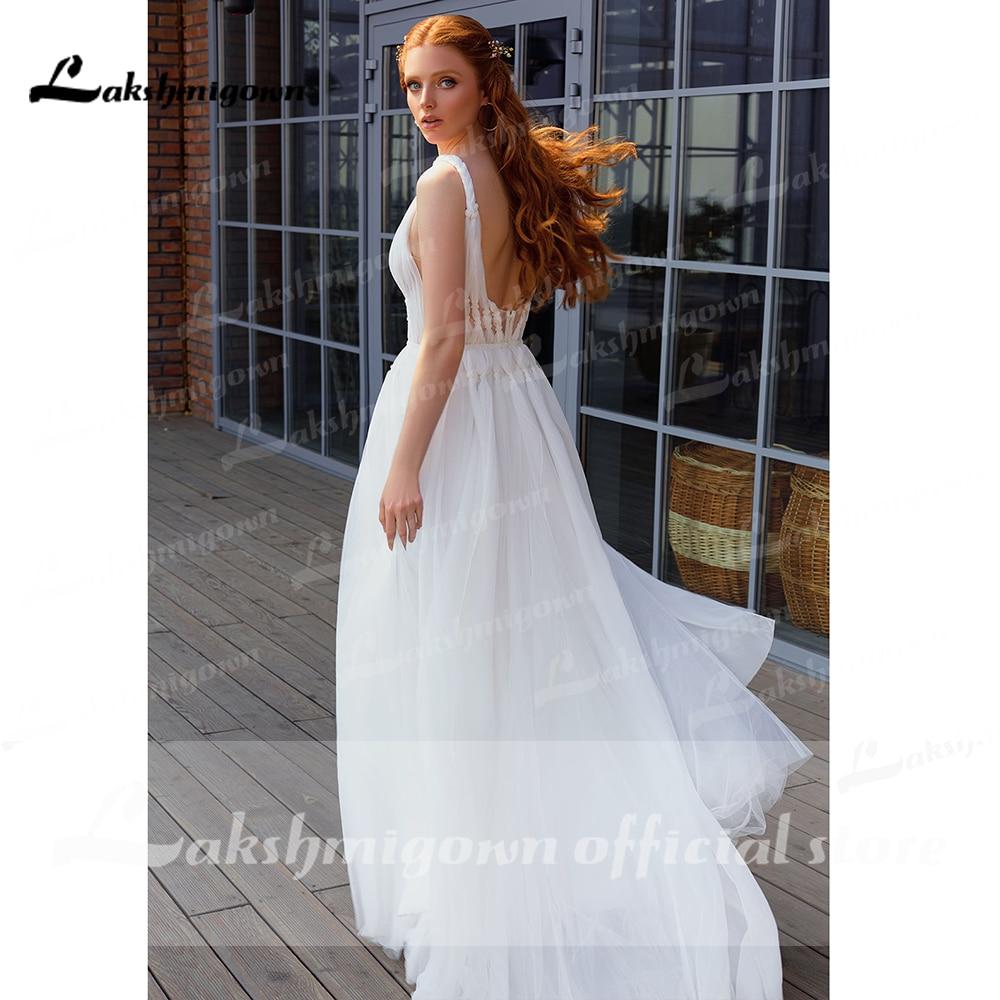 Sexy Deep V Neck Open Back fairy Tulle Wedding Dresses - ROYCEBRIDAL OFFICIAL STORE