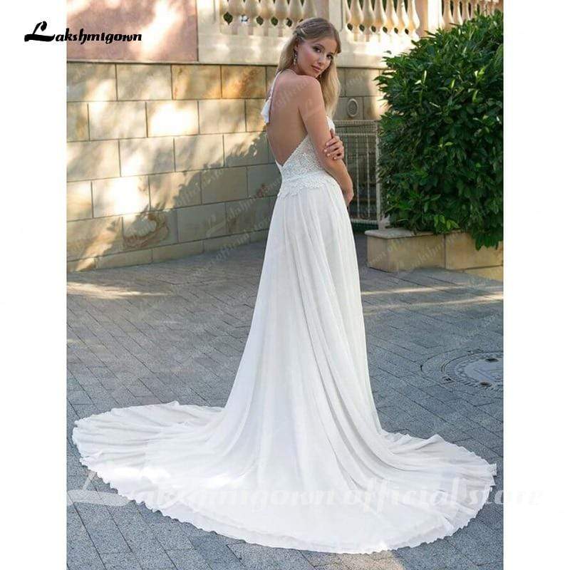 Sexy Side Split Beach Wedding Dress Summer - ROYCEBRIDAL OFFICIAL STORE