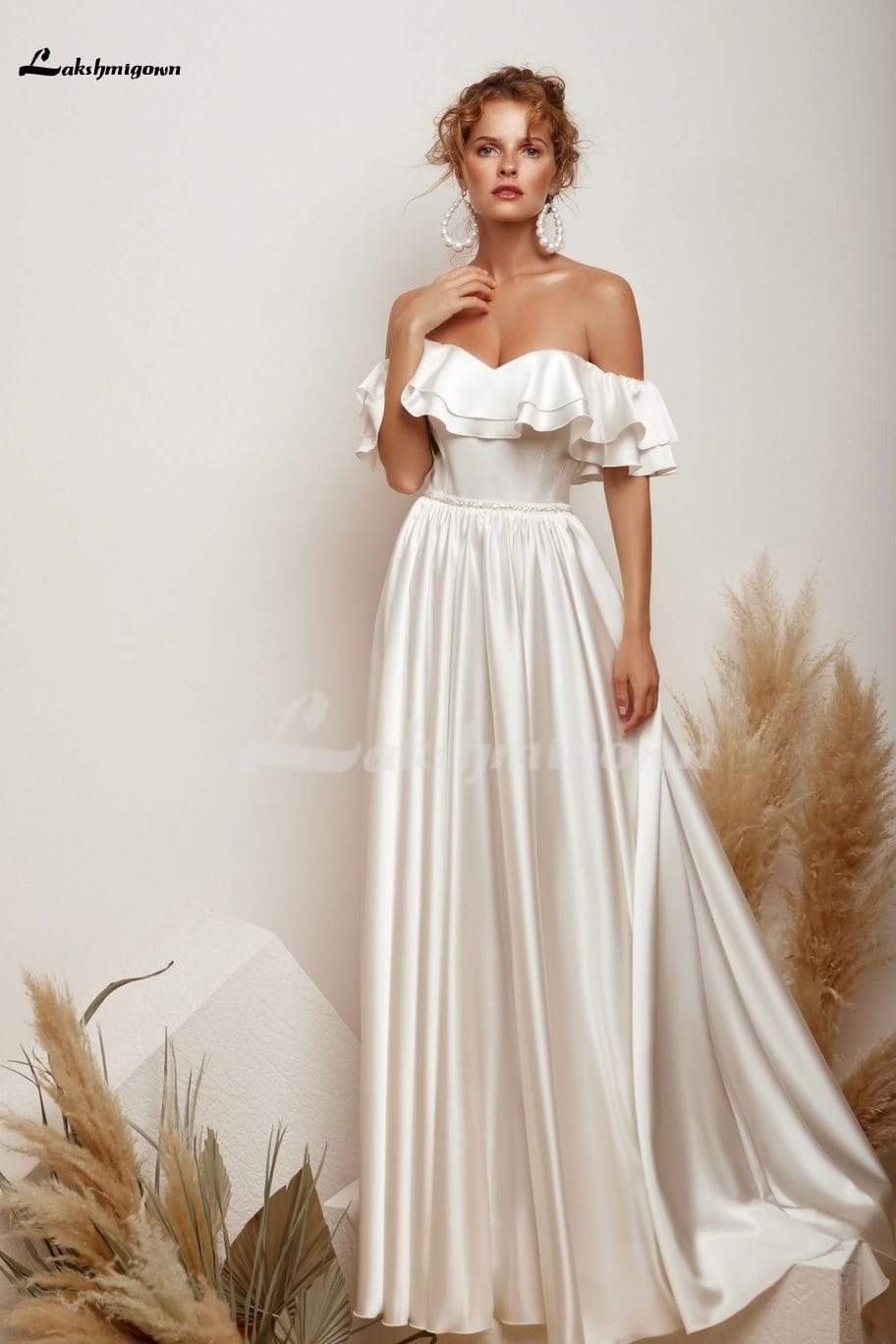 Silk A-Line Wedding Dress Elegant - ROYCEBRIDAL OFFICIAL STORE