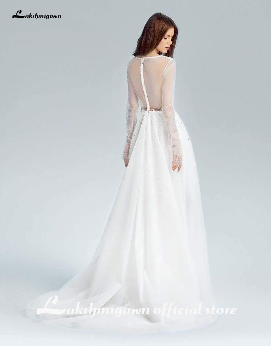 Simple A-line Modest Wedding Dresses With Long Sleeves - ROYCEBRIDAL OFFICIAL STORE