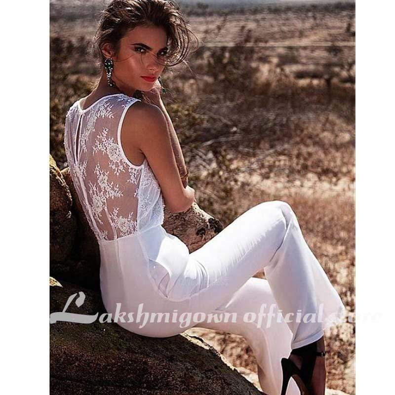 Simple Beach Jumpsuits Boho Wedding Dresses - ROYCEBRIDAL OFFICIAL STORE