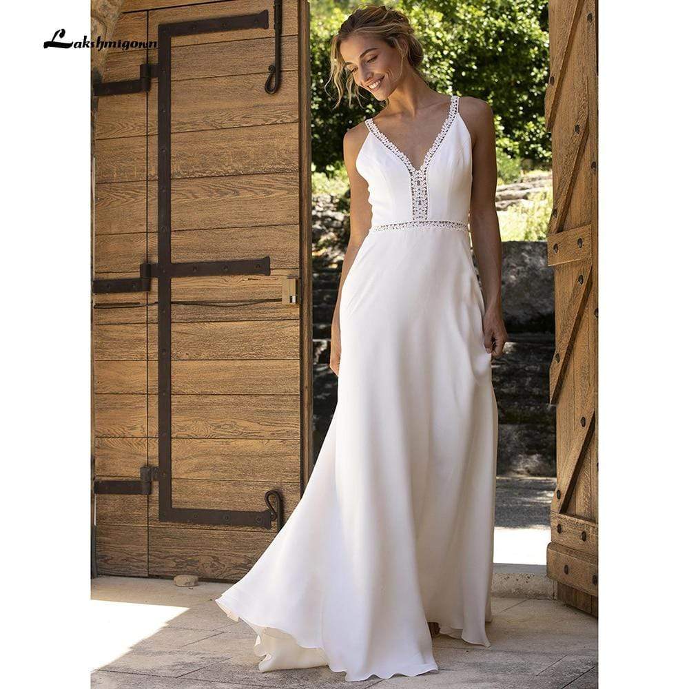 Simple Beach Wedding Dress Princesse A Line - ROYCEBRIDAL OFFICIAL STORE