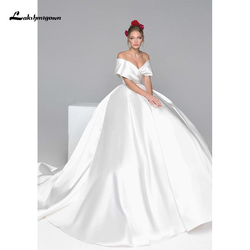 Simple Long Sleeve V Neck A-Line Wedding Dresses - ROYCEBRIDAL OFFICIAL STORE