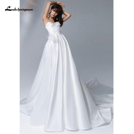 Simple Strapless Sweetheart A-Line Wedding Dresses - ROYCEBRIDAL OFFICIAL STORE