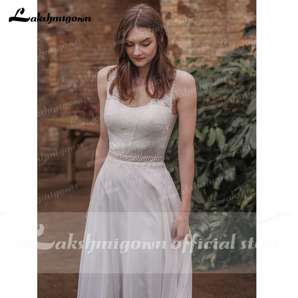 Sleeveless Open Back Lace Bocide Chiffon Wedding Dresses - ROYCEBRIDAL OFFICIAL STORE