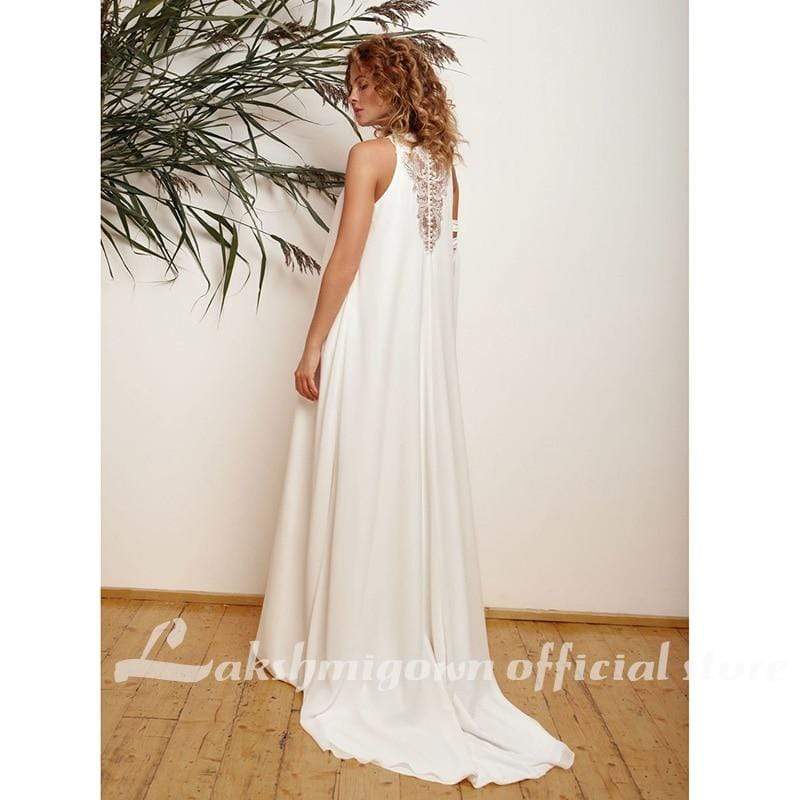 Soft satin Ivory Wedding Dress women - ROYCEBRIDAL OFFICIAL STORE