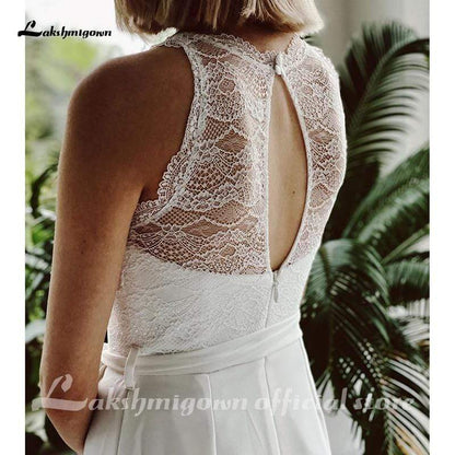 Top Lace Jumpsuit Wedding Dresses Simple Beach - ROYCEBRIDAL OFFICIAL STORE