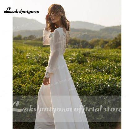 Two Pieces Short Sleeve O Neck Wedding Dresses Elegant - ROYCEBRIDAL OFFICIAL STORE