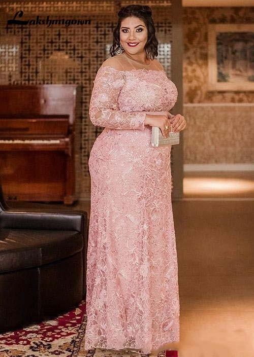 Vintage Pink Lace Mother of the Bride Dresses Prom Party Gown - ROYCEBRIDAL OFFICIAL STORE