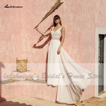 Wedding Dress for Women Summer Sexy V-Neck Lace - ROYCEBRIDAL OFFICIAL STORE