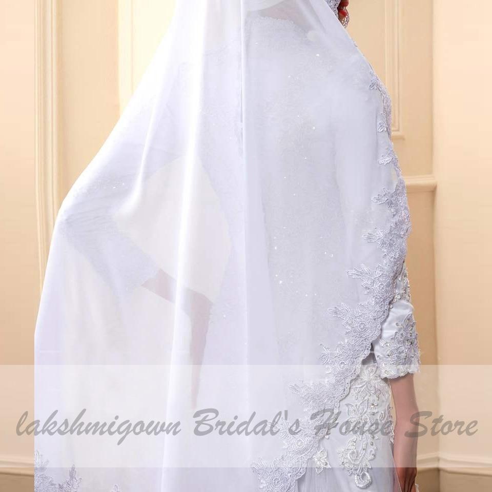 Wedding Dress With Hijab Lace Beaded Mermaid Wedding Gown - ROYCEBRIDAL OFFICIAL STORE