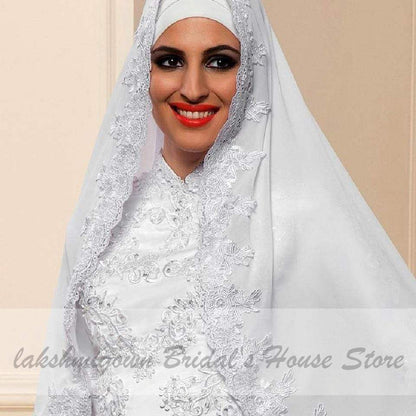 Wedding Dress With Hijab Lace Beaded Mermaid Wedding Gown - ROYCEBRIDAL OFFICIAL STORE