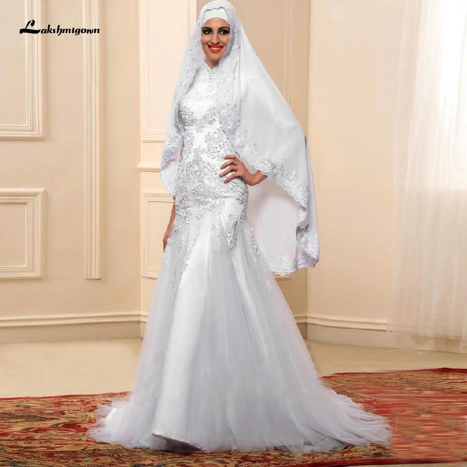 Wedding Dress With Hijab Lace Beaded Mermaid Wedding Gown - ROYCEBRIDAL OFFICIAL STORE