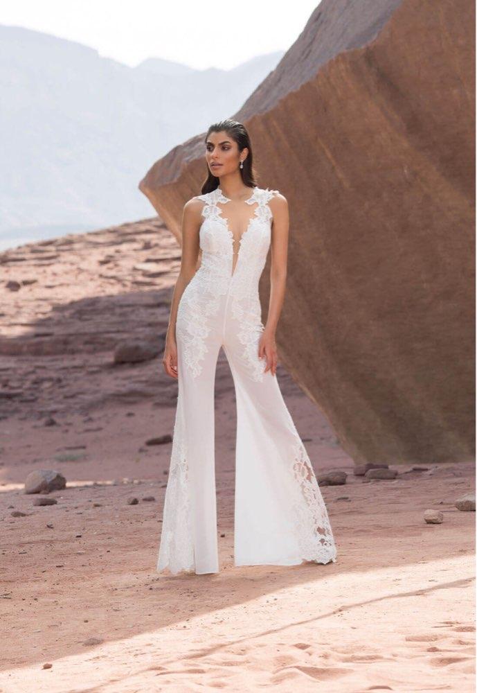 White Lace Jumpsuits Wedding Dresses women - ROYCEBRIDAL OFFICIAL STORE